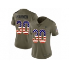 Women Nike New England Patriots #30 Duron Harmon Limited Olive USA Flag 2017 Salute to Service NFL Jersey