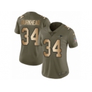 Women Nike New England Patriots #34 Rex Burkhead Limited Olive Gold 2017 Salute to Service NFL Jersey