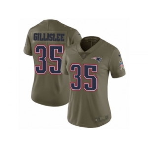 Women Nike New England Patriots #35 Mike Gillislee Limited Olive 2017 Salute to Service NFL Jersey