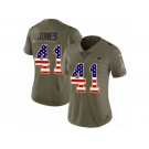 Women Nike New England Patriots #41 Cyrus Jones Limited Olive USA Flag 2017 Salute to Service NFL Jersey