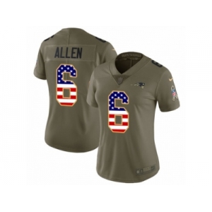 Women Nike New England Patriots #6 Ryan Allen Limited Olive USA Flag 2017 Salute to Service NFL Jersey