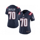 Women Nike New England Patriots #70 Adam Butler Limited Navy Blue Rush Vapor Untouchable NFL Jersey