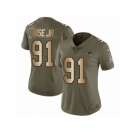 Women Nike New England Patriots #91 Deatrich Wise Jr Limited Olive Gold 2017 Salute to Service NFL Jersey