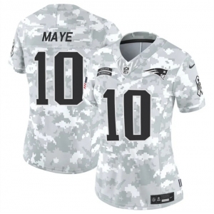 Women's New England Patriots #10 Drake Maye 2024 F.U.S.E Arctic Camo Salute To Service Limited Stitched Jersey