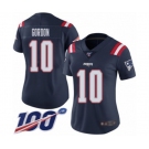 Women's New England Patriots #10 Josh Gordon Limited Navy Blue Rush Vapor Untouchable 100th Season Football Jersey