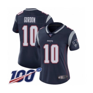 Women's New England Patriots #10 Josh Gordon Navy Blue Team Color Vapor Untouchable Limited Player 100th Season Football Jersey