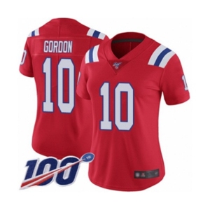 Women's New England Patriots #10 Josh Gordon Red Alternate Vapor Untouchable Limited Player 100th Season Football Jersey