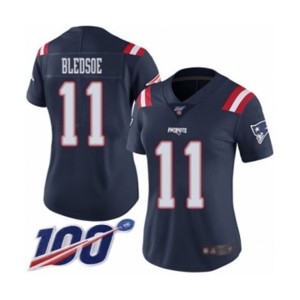 Women's New England Patriots #11 Drew Bledsoe Limited Navy Blue Rush Vapor Untouchable 100th Season Football Jersey