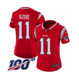 Women's New England Patriots #11 Drew Bledsoe Limited Red Inverted Legend 100th Season Football Jersey