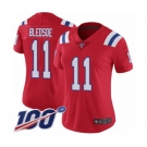 Women's New England Patriots #11 Drew Bledsoe Red Alternate Vapor Untouchable Limited Player 100th Season Football Jersey