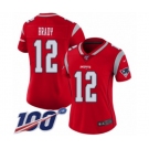 Women's New England Patriots #12 Tom Brady Limited Red Inverted Legend 100th Season Football Jersey