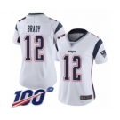 Women's New England Patriots #12 Tom Brady White Vapor Untouchable Limited Player 100th Season Football Jersey