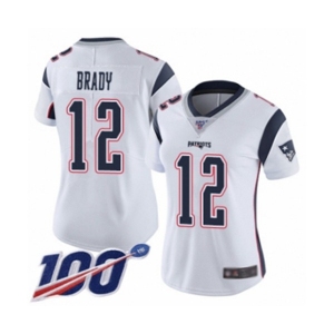 Women's New England Patriots #12 Tom Brady White Vapor Untouchable Limited Player 100th Season Football Jersey