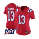 Women's New England Patriots #13 Phillip Dorsett Red Alternate Vapor Untouchable Limited Player 100th Season Football Jersey