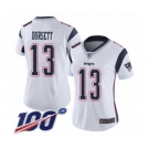 Women's New England Patriots #13 Phillip Dorsett White Vapor Untouchable Limited Player 100th Season Football Jersey