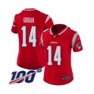 Women's New England Patriots #14 Steve Grogan Limited Red Inverted Legend 100th Season Football Jersey