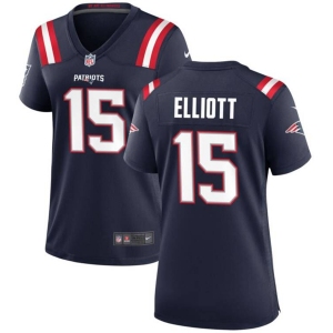 Women's New England Patriots #15 Ezekiel Elliott Navy Stitched Jersey