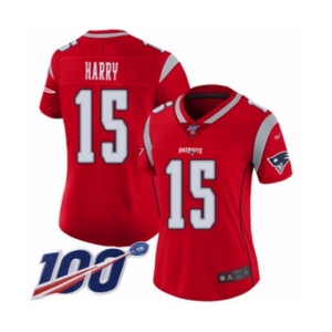 Women's New England Patriots #15 N'Keal Harry Limited Red Inverted Legend 100th Season Football Jersey