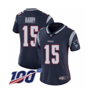 Women's New England Patriots #15 N'Keal Harry Navy Blue Team Color Vapor Untouchable Limited Player 100th Season Football Jersey