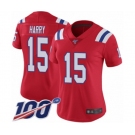 Women's New England Patriots #15 N'Keal Harry Red Alternate Vapor Untouchable Limited Player 100th Season Football Jersey