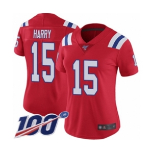 Women's New England Patriots #15 N'Keal Harry Red Alternate Vapor Untouchable Limited Player 100th Season Football Jersey