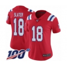 Women's New England Patriots #18 Matthew Slater Red Alternate Vapor Untouchable Limited Player 100th Season Football Jersey