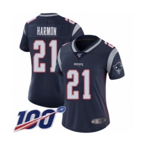 Women's New England Patriots #21 Duron Harmon Navy Blue Team Color Vapor Untouchable Limited Player 100th Season Football Jersey