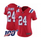 Women's New England Patriots #24 Stephon Gilmore Red Alternate Vapor Untouchable Limited Player 100th Season Football Jersey