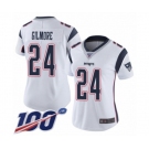 Women's New England Patriots #24 Stephon Gilmore White Vapor Untouchable Limited Player 100th Season Football Jersey