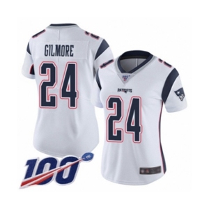 Women's New England Patriots #24 Stephon Gilmore White Vapor Untouchable Limited Player 100th Season Football Jersey