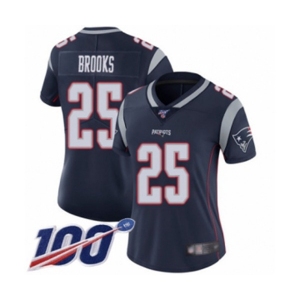 Women's New England Patriots #25 Terrence Brooks Navy Blue Team Color Vapor Untouchable Limited Player 100th Season Football Jersey