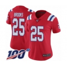 Women's New England Patriots #25 Terrence Brooks Red Alternate Vapor Untouchable Limited Player 100th Season Football Jersey