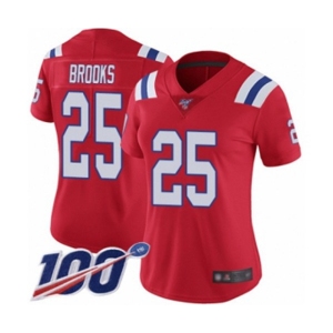 Women's New England Patriots #25 Terrence Brooks Red Alternate Vapor Untouchable Limited Player 100th Season Football Jersey