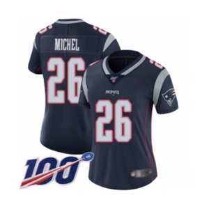 Women's New England Patriots #26 Sony Michel Navy Blue Team Color Vapor Untouchable Limited Player 100th Season Football Jersey