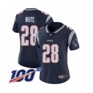 Women's New England Patriots #28 James White Navy Blue Team Color Vapor Untouchable Limited Player 100th Season Football Jersey