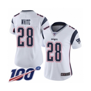 Women's New England Patriots #28 James White Vapor Untouchable Limited Player 100th Season Football Jersey