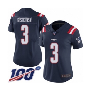 Women's New England Patriots #3 Stephen Gostkowski Limited Navy Blue Rush Vapor Untouchable 100th Season Football Jersey