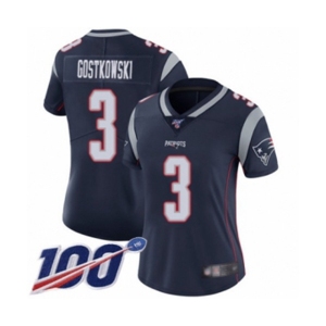 Women's New England Patriots #3 Stephen Gostkowski Navy Blue Team Color Vapor Untouchable Limited Player 100th Season Football Jersey