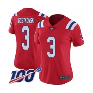 Women's New England Patriots #3 Stephen Gostkowski Red Alternate Vapor Untouchable Limited Player 100th Season Football Jersey