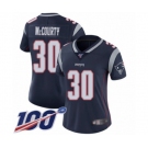 Women's New England Patriots #30 Jason McCourty Navy Blue Team Color Vapor Untouchable Limited Player 100th Season Football Jersey