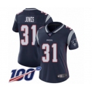 Women's New England Patriots #31 Jonathan Jones Navy Blue Team Color Vapor Untouchable Limited Player 100th Season Football Jersey