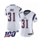 Women's New England Patriots #31 Jonathan Jones White Vapor Untouchable Limited Player 100th Season Football Jersey