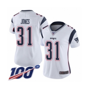 Women's New England Patriots #31 Jonathan Jones White Vapor Untouchable Limited Player 100th Season Football Jersey