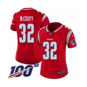 Women's New England Patriots #32 Devin McCourty Limited Red Inverted Legend 100th Season Football Jersey