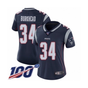 Women's New England Patriots #34 Rex Burkhead Navy Blue Team Color Vapor Untouchable Limited Player 100th Season Football Jersey