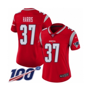 Women's New England Patriots #37 Damien Harris Limited Red Inverted Legend 100th Season Football Jersey