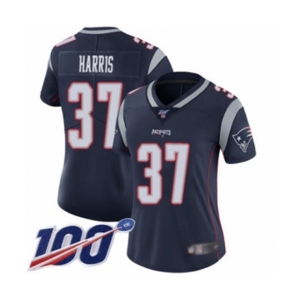 Women's New England Patriots #37 Damien Harris Navy Blue Team Color Vapor Untouchable Limited Player 100th Season Football Jersey