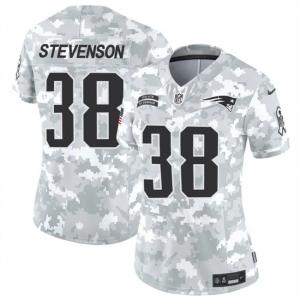 Women's New England Patriots #38 Rhamondre Stevenson 2024 F.U.S.E Arctic Camo Salute To Service Limited Stitched Jersey