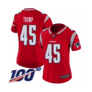 Women's New England Patriots #45 Donald Trump Limited Red Inverted Legend 100th Season Football Jersey