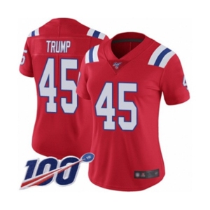 Women's New England Patriots #45 Donald Trump Red Alternate Vapor Untouchable Limited Player 100th Season Football Jersey